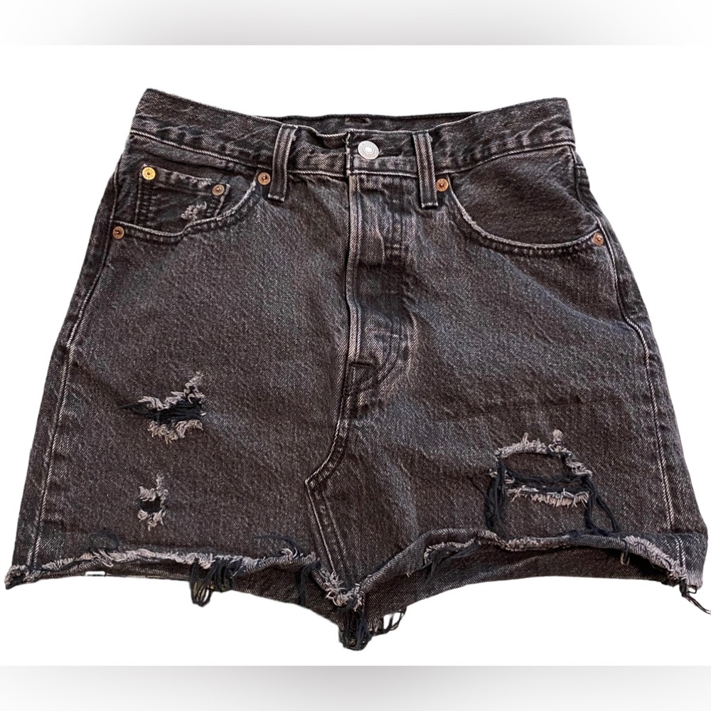 Levi's Skirt Womens 25 Faded Black Denim Dark Wash Ladies Comfort Ripped